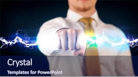  Presentation with electricity texas - Amazing slide deck having man holding electricity light bolt backdrop and a  colored foreground