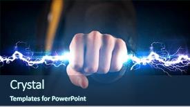  Presentation with electricity - Presentation consisting of business man holding electricity light background and a ocean colored foreground