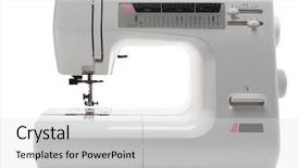  Presentation with sewing machine safety - Audience pleasing slide set consisting of sewing machine isolated on white backdrop and a light gray colored foreground