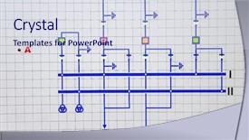  Presentation with modern electric iron isolated - Slide deck having electrical relays - part of modern electric scheme background and a sky blue colored foreground