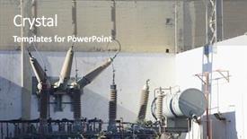  Presentation with high voltage - Slide deck consisting of electrical relays - small high-voltage electric substation background and a gray colored foreground