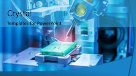  Presentation with electric circuit - Beautiful PPT layouts featuring electrical robots - soldering iron tips of robotic backdrop and a teal colored foreground