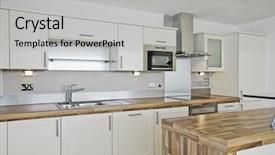  Presentation with luxury - Slide deck featuring electrical separation - modern luxury kitchen detail background and a light gray colored foreground