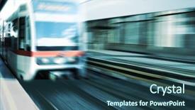  Presentation with train - Slide deck featuring electrical separation - moving train on platform background and a ocean colored foreground