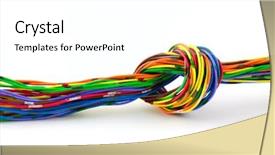  Presentation with wire less power transfer for solar power satelite - Cool new slide set with electrical separation - wire knot isolated on white backdrop and a white colored foreground