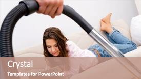  Presentation with cleaning - Colorful presentation theme enhanced with electrical separation - young family doing cleaning backdrop and a coral colored foreground