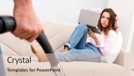  Presentation with cleaning - Cool new slides with electrical separation - young family doing cleaning backdrop and a lemonade colored foreground