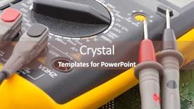  Presentation with electrical electronics - Beautiful theme featuring electrical service - close-up of digital multimeter backdrop and a violet colored foreground