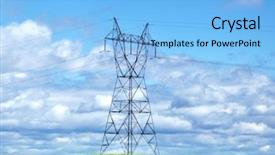  Presentation with electrical tower - Cool new PPT theme with electrical station - power tower on a hill backdrop and a light blue colored foreground
