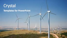  Presentation with electric distribution substation power - Colorful presentation design enhanced with electrical station - windmills for electric power production backdrop and a teal colored foreground