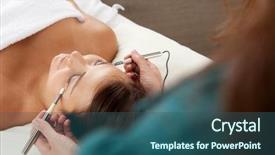  Presentation with electrical stimulation - Amazing theme having electrical stimulation - attractive female patient receiving electro backdrop and a ocean colored foreground