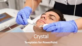  Presentation with electrical stimulation - PPT layouts consisting of electrical stimulation - young man undergoing microcurrent therapy background and a coral colored foreground