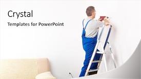  Presentation with trousers - Amazing theme having electrical subcontractor - man working with red drill backdrop and a pink colored foreground