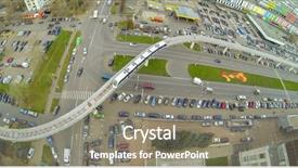  Presentation with electric train - Beautiful slide set featuring electrical subs - crossroads of highways and railway backdrop and a gray colored foreground