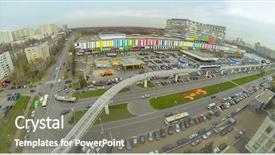  Presentation with electric train - Amazing presentation theme having electrical subs - district with crossroads of highways backdrop and a  colored foreground