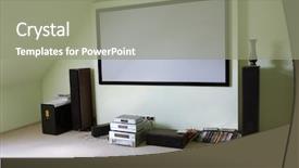  Presentation with house - Audience pleasing presentation design consisting of electrical subs - modern house cinema backdrop and a gray colored foreground