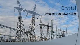  Presentation with high voltage - Colorful PPT theme enhanced with electrical-substation-and-a-high backdrop and a light blue colored foreground