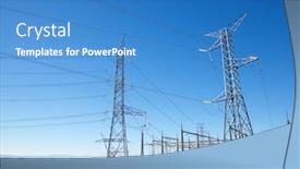  Presentation with substation - Theme featuring electrical-substation-and-power-line background and a teal colored foreground