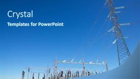  Presentation with substation - Cool new PPT theme with electrical-substation-and-power-line backdrop and a ocean colored foreground