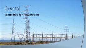  Presentation with substation - Audience pleasing presentation theme consisting of electrical-substation-and-power-line backdrop and a light blue colored foreground