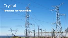  Presentation with substation - Presentation theme enhanced with electrical-substation-and-power-line background and a teal colored foreground