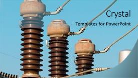  Presentation with substation - Presentation featuring electrical substation insulators background and a light blue colored foreground