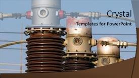  Presentation with substation - Presentation with electrical substation insulators background and a light blue colored foreground