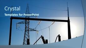  Presentation with substation - PPT theme with electrical-substation-view-in-huesca background and a ocean colored foreground