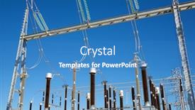  Presentation with substation - Amazing PPT theme having electrical-substation-view-in-zaragoza backdrop and a teal colored foreground
