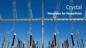  Presentation with substation - PPT theme with electrical-substation-view-in-zaragoza background and a ocean colored foreground