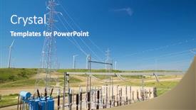  Presentation with substation - Slide set featuring electrical-substation-view-in-zaragoza background and a teal colored foreground