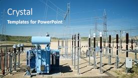  Presentation with substation - Cool new slide deck with electrical-substation-view-in-zaragoza backdrop and a teal colored foreground