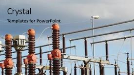  Presentation with transformer power - Slide deck enhanced with electrical substations - high voltage electric power transformer background and a light gray colored foreground