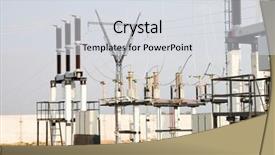  Presentation with substation - Beautiful PPT theme featuring electrical substations - high-voltage substation with switch backdrop and a sky blue colored foreground