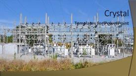  Presentation with power plant industrial - PPT theme having electrical substations - industrial power plant background and a teal colored foreground