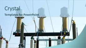  Presentation with high voltage - Audience pleasing PPT theme consisting of electrical substations - view to high voltage substation backdrop and a sky blue colored foreground