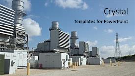  Presentation with electric utility - Amazing presentation theme having electrical substations backdrop and a teal colored foreground