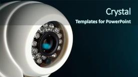  Presentation with video surveillance - Slides with video surveillance - security cctv camera on blue background and a black colored foreground
