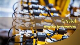  Presentation with mechanical - PPT theme featuring electrical switchboards - cables and cords linkage mechanical background and a tawny brown colored foreground