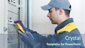  Presentation with electrical - Theme enhanced with electrical switchboards - portrait of an electrician background and a ocean colored foreground