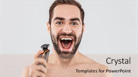  Presentation with wind energy close up portrait - PPT layouts consisting of electrical symbol - close up portrait background and a coral colored foreground