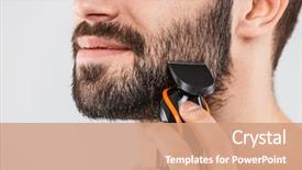  Presentation with razor - Cool new slides with electrical symbol - cropped image of a handsome backdrop and a coral colored foreground