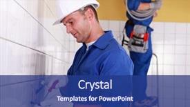  Presentation with electrical engineer - Beautiful PPT layouts featuring electrical team wiring wall sockets backdrop and a ocean colored foreground