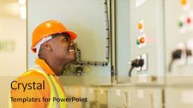 Presentation with african american marriage - PPT theme featuring electrical technology - smiling young african american electrician background and a yellow colored foreground