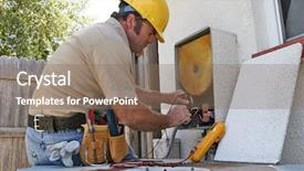  Presentation with air conditioning - Colorful presentation theme enhanced with electrical testing - air conditioning repairman working backdrop and a violet colored foreground