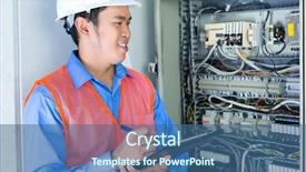  Presentation with power lines - Audience pleasing PPT layouts consisting of electrical testing - asian indonesian technician or electrician backdrop and a ocean colored foreground