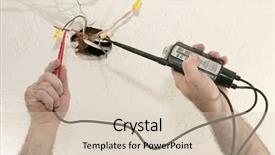  Presentation with brand - Audience pleasing PPT theme consisting of electrical testing - closeup of an electrician using backdrop and a soft green colored foreground