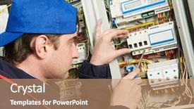  Presentation with industrial automation control panel - Cool new theme with electrical testing - one electrician working backdrop and a coral colored foreground