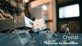  Presentation with electrical tools - Cool new theme with electrical testing tools in lab closeup nobody backdrop and a ocean colored foreground