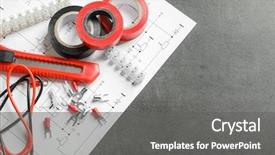  Presentation with electrical tools - Presentation with electrical tools and circuit diagram background and a gray colored foreground
